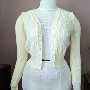Cream Cable Knit Cardigan by Seamstress of Bloomsbury